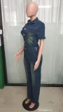 Women Stretchy Washed Denim Jumpsuits
