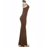 Spring Summer Women's Solid Color Sleeveless Sexy Low-Back Slim Bodycon Dress