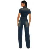 Women Stretchy Washed Denim Jumpsuits