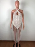 Women Tassel Knitting Two-Ways Tassel Beach Dress