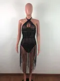 Women Tassel Knitting Two-Ways Tassel Beach Dress