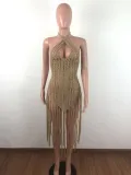 Women Tassel Knitting Two-Ways Tassel Beach Dress