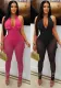 Summer Deep V-Neck Sleeveless Tight-Fitting Bodysuit Pocket Mesh Pants Set
