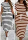 Women's Round Neck Stripe Print Drawstring Slim Waist Casual Dress
