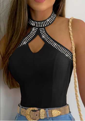 Summer Halter Neck Beaded Hollow Vest Top