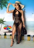 Women Tassel Knitting Two-Ways Tassel Beach Dress