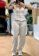 Spring Elegant Strap Short Tight-Fitting Vest Casual Wide-Leg Pants Set