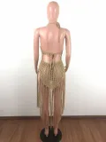 Women Tassel Knitting Two-Ways Tassel Beach Dress