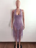 Women Tassel Knitting Two-Ways Tassel Beach Dress
