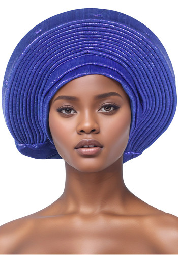 Women Traditional African South American Muslim Hat Bright Silk Solid Layered Hijab Hat