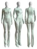 Sports Casual Women's Sexy Tight Fitting Long Sleeve Top Micro Bell Pants Two-Piece Set