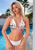 Women Sexy Rainbow Halter Neck Two Pieces Swimwear