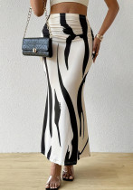 Women Zebra Printed Fishtail Skirt
