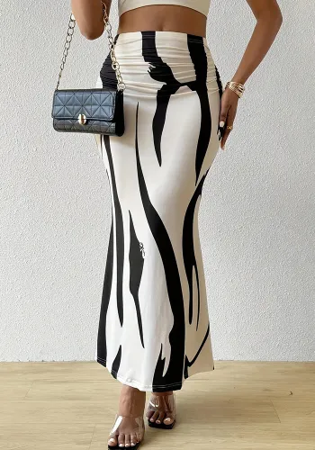 Women Zebra Printed Fishtail Skirt