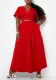 Women African Spring Summer Solid Bell Bottom Sleeve V-Neck Top and Skirt Two-Piece Set