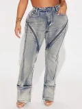 Women Spring Sexy Stretch Washed Zipper Denim Pants