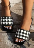 Spring Plus Size Women's Shoes Casual Diamond Plaid Flat Bottom One Foot Stirrup Slippers