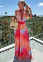 Women's Fashion Printed Round Neck Sleeveless Tide Dress