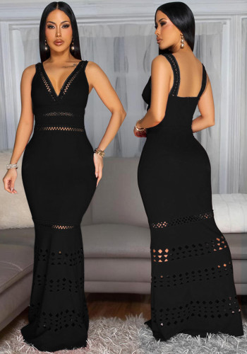 Sexy v-neck Cutout Slim Long Dress