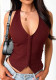 Spring Summer Sleeveless Lace-Up Hollow Out Tank Tops for Women