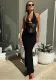 Summer Halter Neck Low Back Sexy lace Hollow Long Slim Bodycon Dress