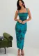Fashion Strap Printed Sleeveless Lace-Up Low Back Midi Split Irregular Dress