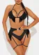 Sexy Tassel Bundle  Three-Piece Hollow Out Bra Lingerie Set