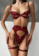 Sexy Lace-Up Sheer Steel Ring 3-Piece Lingerie Set