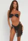 Solid Color Strapless Strap Two Pieces Bikini Beach Skirt Three-Piece Swimwear