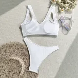 Women Solid Sexy Hollow Tethered Swimwear Two Pieces