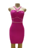 Women Beaded Sexy French Halter Neck Dress