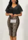 Women Chiffon Patchwork Stretchy Leopard Dress