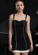 Women Sexy Backless Striped Lace Patchwork Strap Dress
