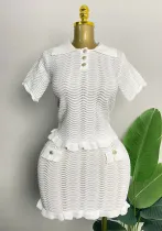 Women summer knitting Top and Skrit two-piece set