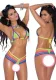 Women Rainbow Bikini Swimwear  Two-Piece Set