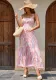 Women Rainbow Striped Off-shoulder Strap Dress