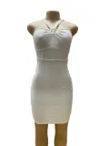 Women Beaded Sexy French Halter Neck Dress