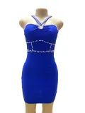 Women Beaded Sexy French Halter Neck Dress