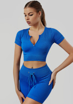 Women Yoga Wear Fitness Running Top and Shorts Two-Piece Set