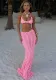 Women Spring Summer Sexy Halter Neck Crop Top Flower Patchwork Knitting Skirt Two-piece Set