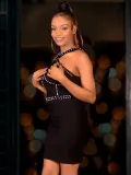 Women Beaded Sexy French Halter Neck Dress