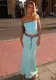 Women solid sleeveless strapless top and skirt two-piece set