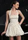 Women French Polka Dot Strap Dress Sexy Halter Neck Holidays Tutu Skirt