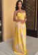 Fashion Halter Neck Print strapless long dress