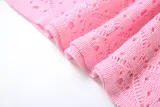 Women Spring Summer Sexy Halter Neck Crop Top Flower Patchwork Knitting Skirt Two-piece Set