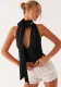 Fashionable slim solid color Halter Neck sexy Low Back short Strap top