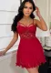 Spring Sexy Lace Strap Red Nightdress