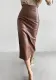 women's fashion spring autumn summer slit high waist straight Long Leather skirt