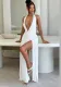 Summer Halter Neck V-Neck Sexy Slit Low Back Long Dress