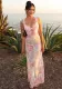 Holidays style sexy lace Patchwork print irregular slit hollow Strap beach Dress